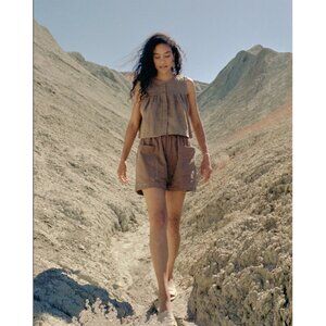 OZMA Women's High Waist Shorts in Brown